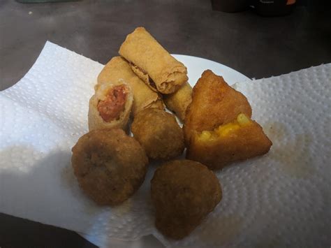 [I ate] Deep fried Pizza Rolls, Mac and Cheese wedges, and Mushrooms. : r/food