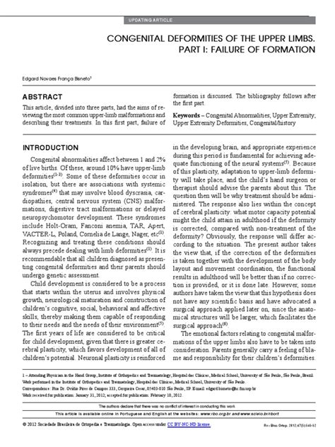 Congenital Deformities of The Upper Limbs | PDF | Thumb | Hand