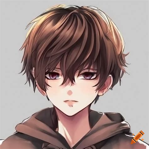 Anime boy with brown hair profile picture on Craiyon