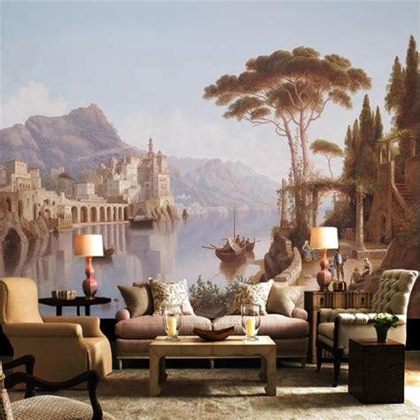 3D Custom European Style Wallpapers Vintage Decorative Painting Wall Murals Castle Forest Photo ...