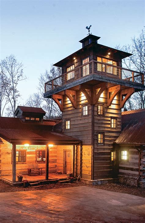 Explore a Fire Tower-Inspired Log-and-Timber Home | Timber house, Log cabin house plans, Cabin ...