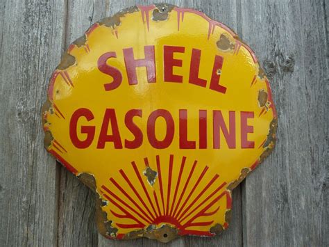 Shell Gasoline Antique Porcelain Sign (Old Vintage Gas Station Oil Advertising Sign) | Shells ...