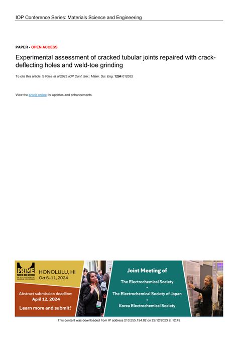 (PDF) Experimental assessment of cracked tubular joints repaired with ...