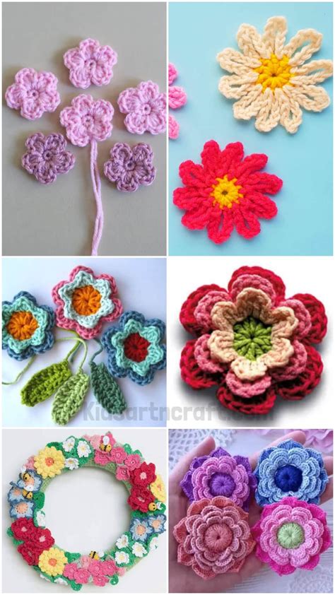 Beautiful Crochet Flower Patterns - Kids Art & Craft