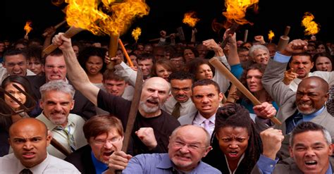 "diverse angry mob with weapons torches pitchforks" : wtfstockphotos