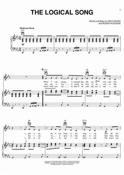 The Logical Song Piano Sheet Music | OnlinePianist