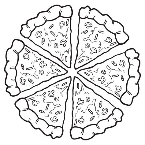 Slice of Pizza Clip Art Vector Illustration, Pizza Italian Food, Black White Hand Drawn Pizza ...