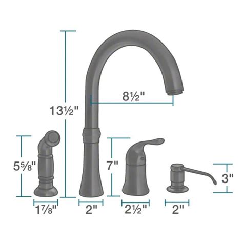 MRDirect 4-Hole Standard Single Handle Kitchen Faucet with Side Spray ...