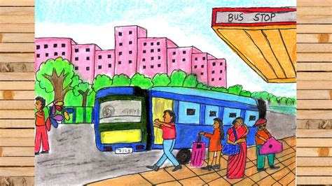 Indian Bus Stand Sketch