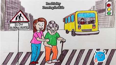 Road Safety Drawing For Kids - Importance of road safety rules and regulations for kids: