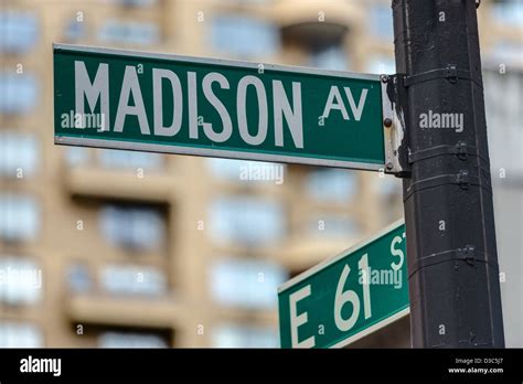 Madison Avenue Street Sign In New York City Manhattan District USA ...