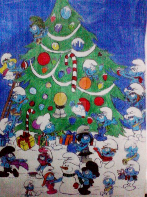 Smurfs Christmas by maskedsmurf on DeviantArt