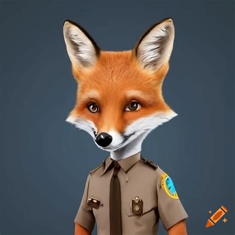 Fox in a brown police uniform on Craiyon
