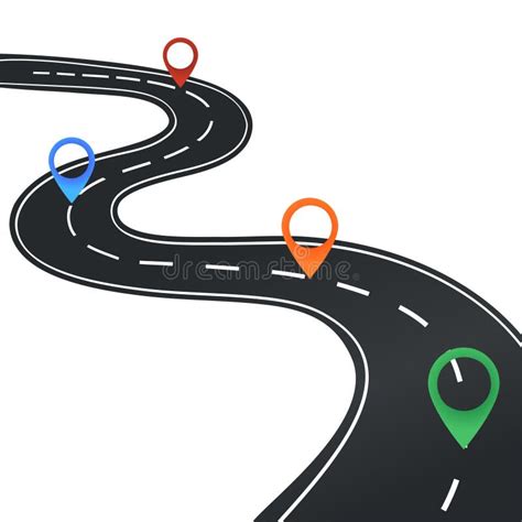 Road Way Navigation Infographic. Highway Template with a Curvy Car Freeway, Roadmap with Map ...