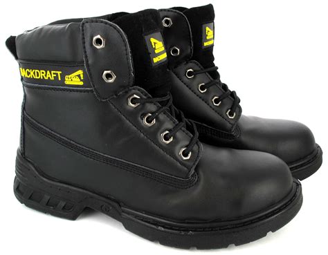 STEEL TOE CAP MENS LACE UP WORK SAFETY SHOES STEEL MIDSOLE LEATHER ...