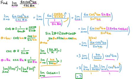 Question Video: Finding Limits Involving Trigonometric Functions | Nagwa