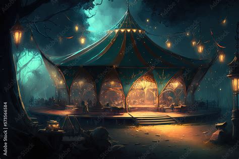 ภาพประกอบสต็อก Fantasy Circus Show Concept art. AI Generative illustration ภาพ | Adobe Stock