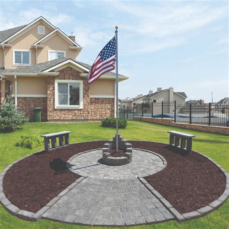 Block Flag Pole Stand and Sitting Area | Flagstone patio, Patios, Landscape projects