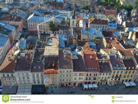 Old Lviv. View from the Town Hall Tower. the Roofs of the Old Lviv. Editorial Stock Photo ...