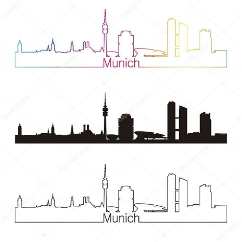 Munich skyline linear style with rainbow — Stock Vector © paulrommer #43029751