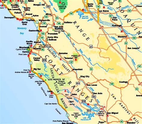 Pinnacles National Park area road map - Ontheworldmap.com