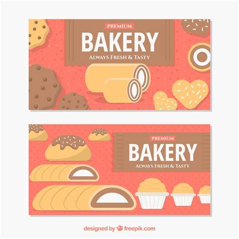 Free Vector | Bakery banners in flat style