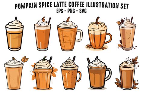 Pumpkin Spice Latte Coffee Vector Bundle Graphic by Gfx_Expert_Team · Creative Fabrica