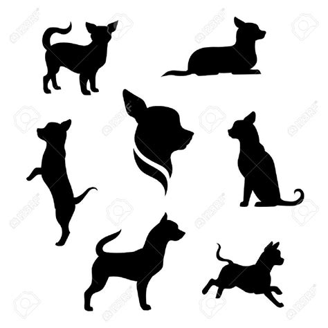 Chihuahua small dog silhouette vector icons and silhouettes. Set of ...