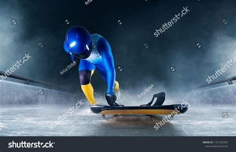 Skeleton Sport Athlete Descends On Sleigh Stock Photo 1181252563 | Shutterstock