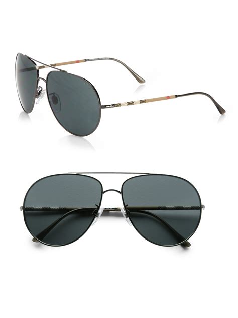 Lyst - Burberry Metal Aviator Sunglasses in Black for Men