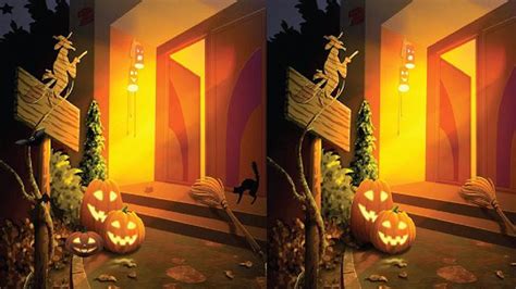 there are two pictures of halloween pumpkins in the room