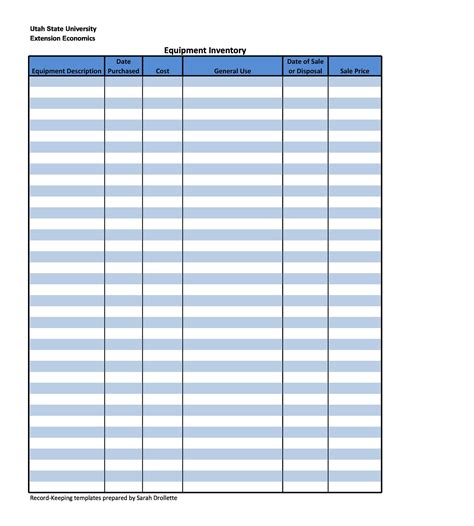 Tool Register Template Free | HQ Printable Documents