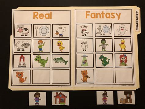 Language Arts File Folder Activity ~ Real and Fantasy | File folder ...