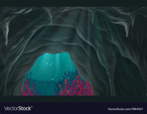 Nature scene of cave under the sea Royalty Free Vector Image