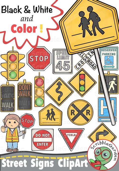 Road Safety:Street Signs ClipArt Pack by ScribbleGarden Street Safety, Road Safety, Road Sign ...