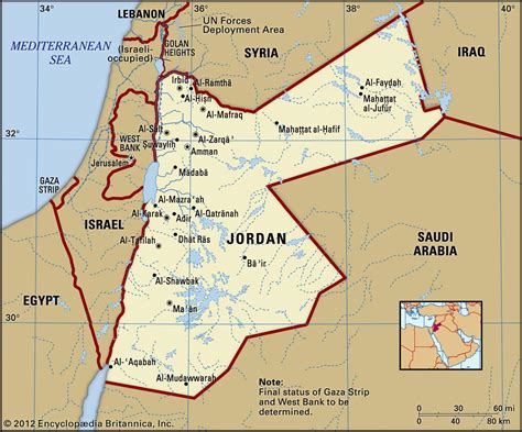 Map of Jordan and geographical facts, Where Jordan is on the world map - World atlas