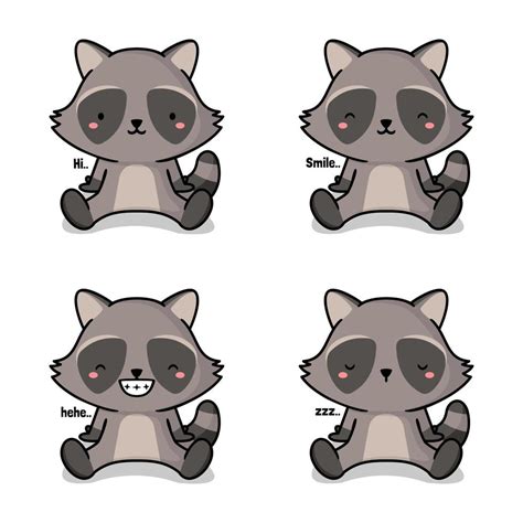 vector illustration of cute raccoon emoji 13324994 Vector Art at Vecteezy