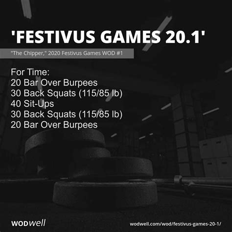 "The Chipper" Workout, 2020 Festivus Games WOD #1 (aka: "Festivus Games ...