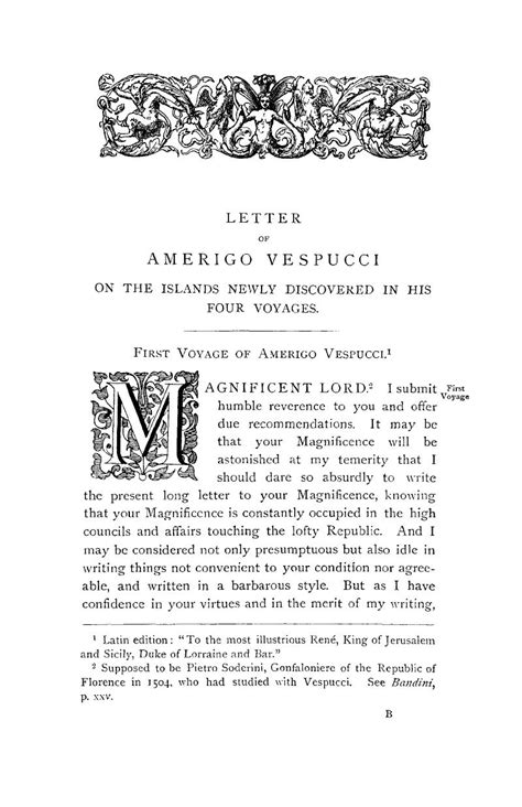 LETTER OF AMERIGO VESPUCCI TO A “MAGNIFICENT LORD” - Letters of Amerigo Vespucci, and Other ...