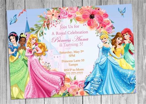 Princess Birthday Invitation, Disney Princess Invitation, Birthday Invitation, Digital ...