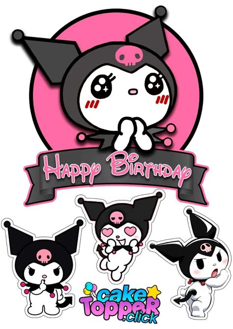 Kuromi cake topper + 4 FREE! | Hello kitty birthday, Hello kitty birthday theme, Happy birthday ...