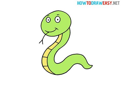 a drawing of a green snake with the words how to draw easy