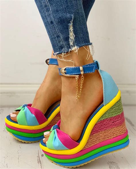 Colorful Espadrille Muffin Wedge Sandals | Sandals heels, Wedge sandals ...