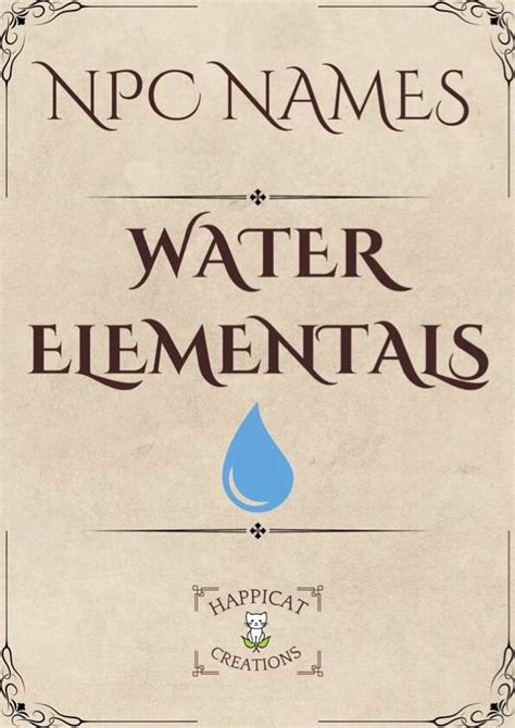 Water Elemental NPC Name and Image Collection - Happicat Creations ...