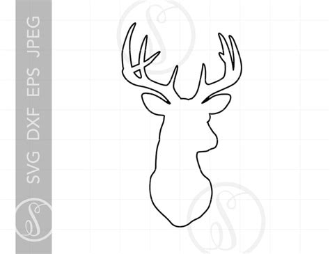 Deer Head Outline SVG Outlined Deer Head Clipart Deer Head | Etsy