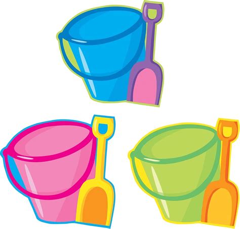 Amazon.com: Multicolor Pail & Shovel Paper Cutout - 10.5" x 10.5" (1 Pc) | Ideal for Summertime ...