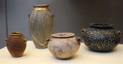 A Magnificent Assemblage of Egyptian Late Predynastic-First Dynasty Stone Jars with Gold ...