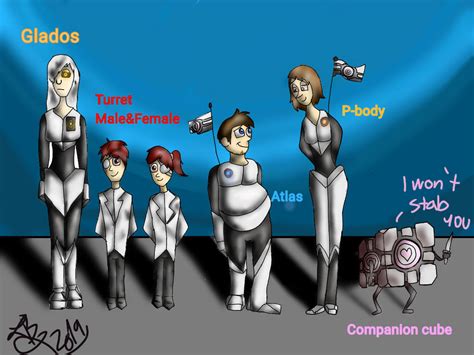 Portal characters as humans by lbartsBTBP on DeviantArt