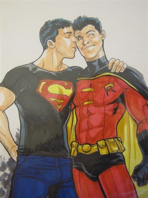 Superboy and Robin Being Cute (fanart) : gaymers