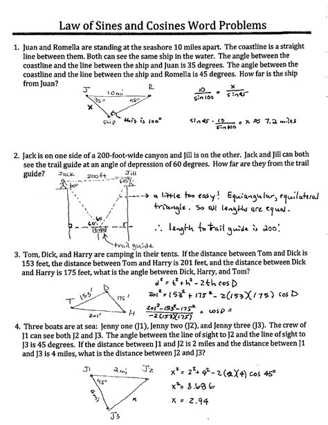 Law Of Sines And Cosines Worksheet Word Problems - prntbl ...